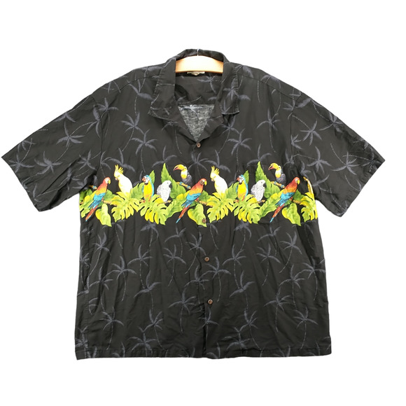Aloha Republic Men's Button-Up Shirt Multi 3XL Short Sleeve Parrot Hawaiian - Picture 1 of 13